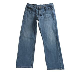 Wrangler Mens Jeans 36x32 Relaxed Fit Stretch Denim Blue Made In Mexico